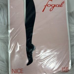 Fogal Nice 115 Pantyhose Women’s Size Medium Black nude Heel and Toe